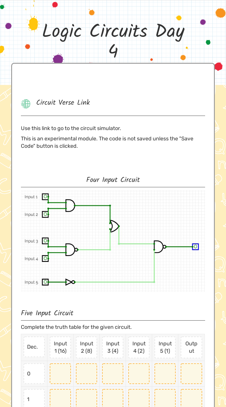 Logic Circuits Day 4 | Interactive Worksheet by Rebecca Canning | Wizer.me