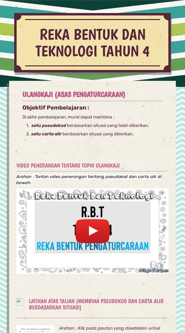 REKA BENTUK DAN TEKNOLOGI TAHUN 4 Grade 4 worksheet preview