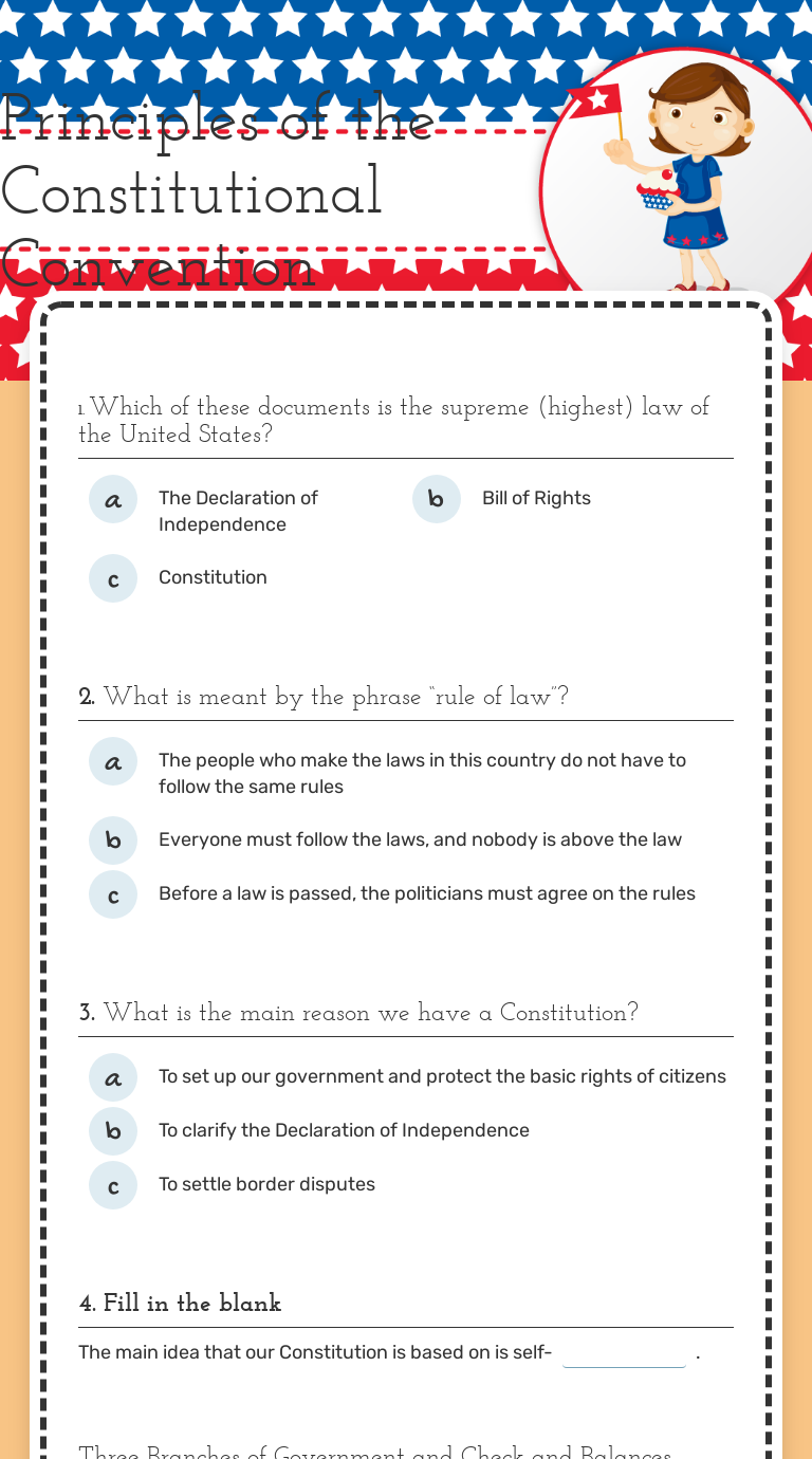 The Constitutional Convention Worksheet