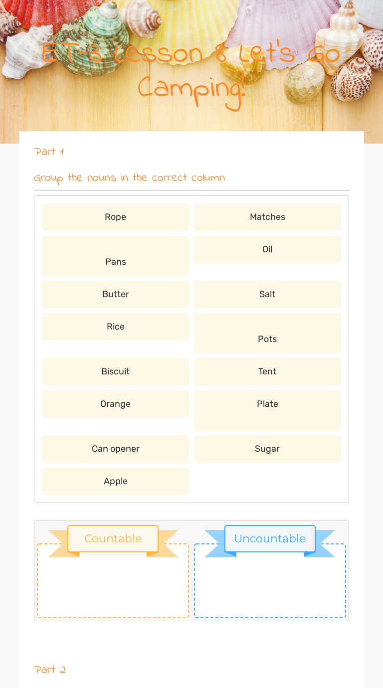 ET-3 Lesson 8
Let's Go Camping! worksheet preview image