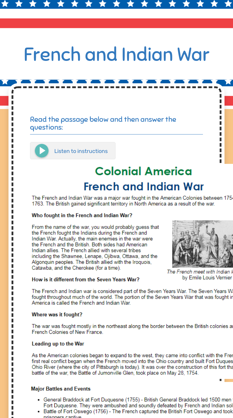 French And Indian War Worksheet Pdf Answers