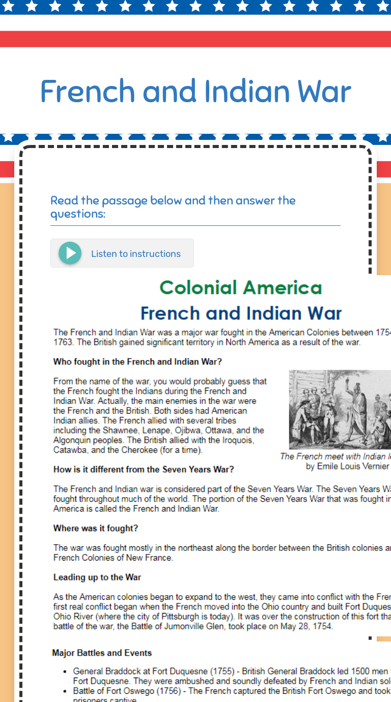French and Indian War  Interactive Worksheet by MIchelle Smith Intended For French And Indian War Worksheet
