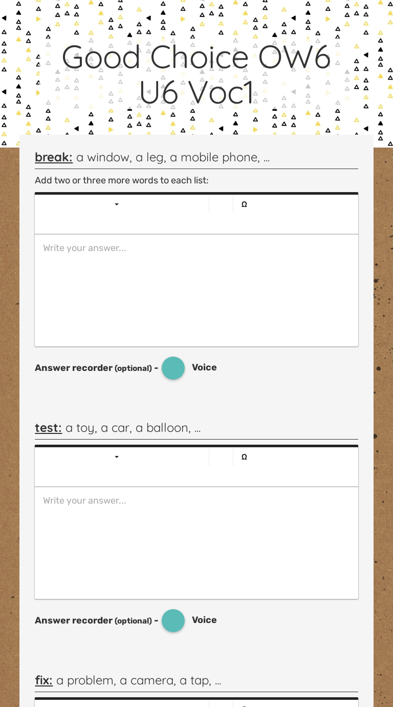 Good Choice               OW6 U6 Voc1 worksheet preview image