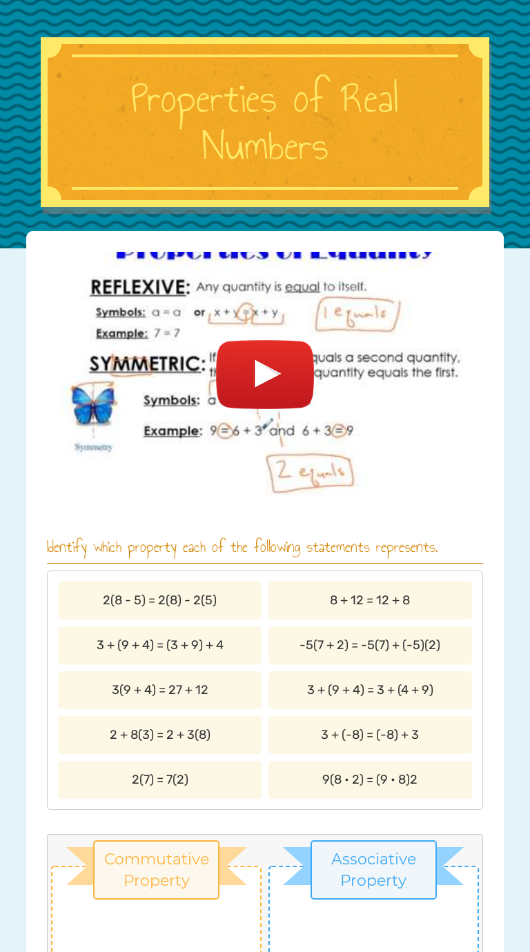 Properties of Real Numbers  Interactive Worksheet by Marissa Inside Properties Of Real Numbers Worksheet