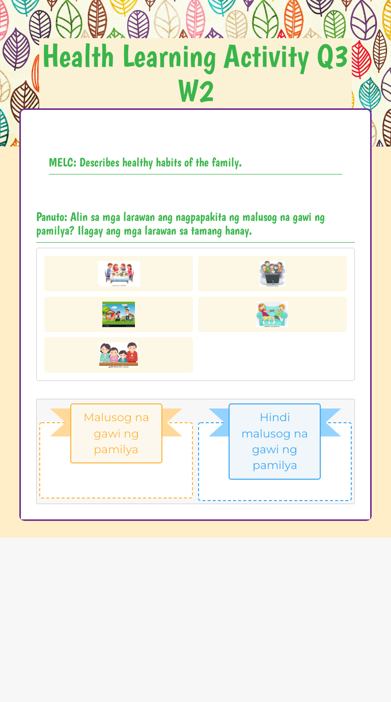 Health Learning Activity Q3 W2 Grade 2 worksheet preview