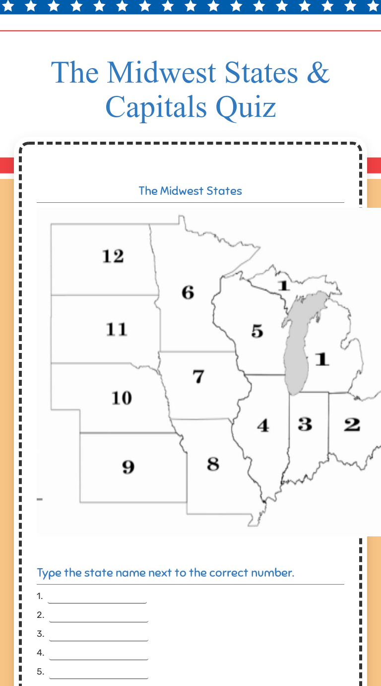 Printable Midwest States And Capitals Worksheet   5WRVXJ7hOHKM