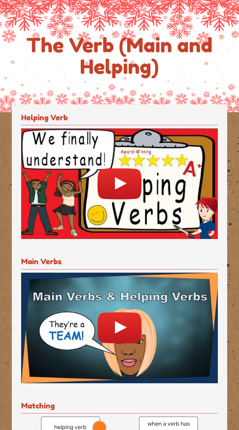 The Verb          
 (Main and Helping) worksheet preview image