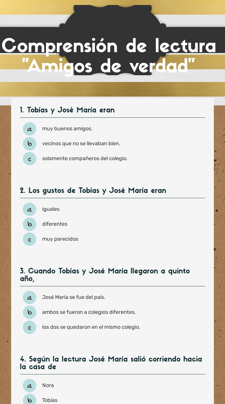 Comprensión de lectura 
"Amigos de verdad" Grade 3 worksheet preview
