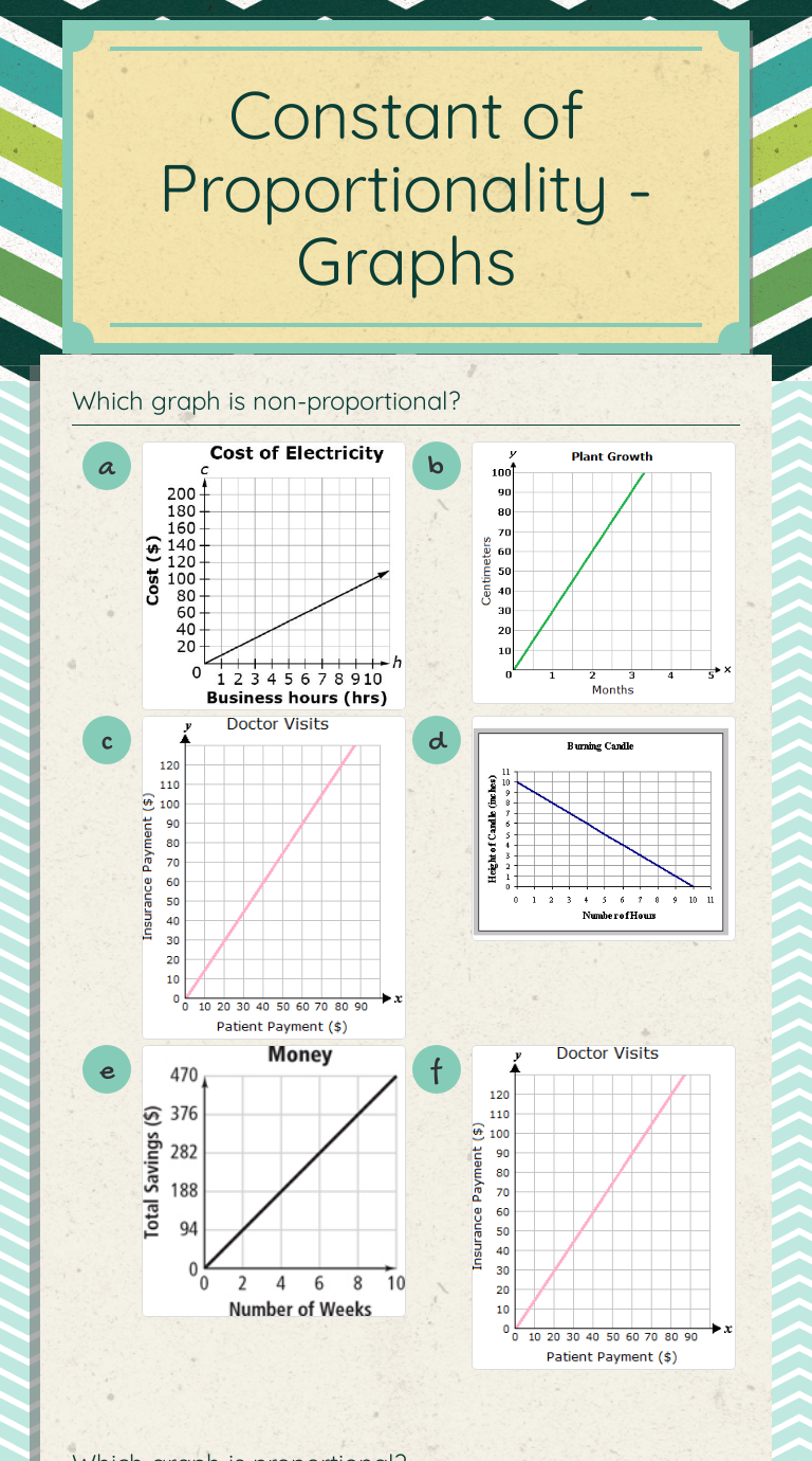 Constant of Proportionality - Graphs  Interactive Worksheet by Pertaining To Constant Of Proportionality Worksheet
