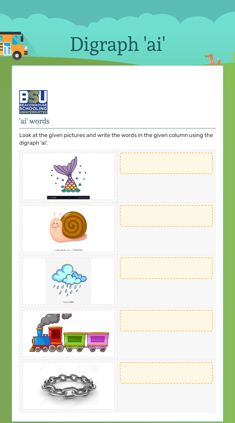 Digraph 'ai' | Interactive Worksheet by Amina Mudassar/Academics/BCR