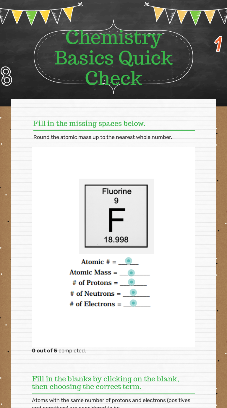 Chemistry Basics Quick Check | Interactive Worksheet by Elizabeth Tyree
