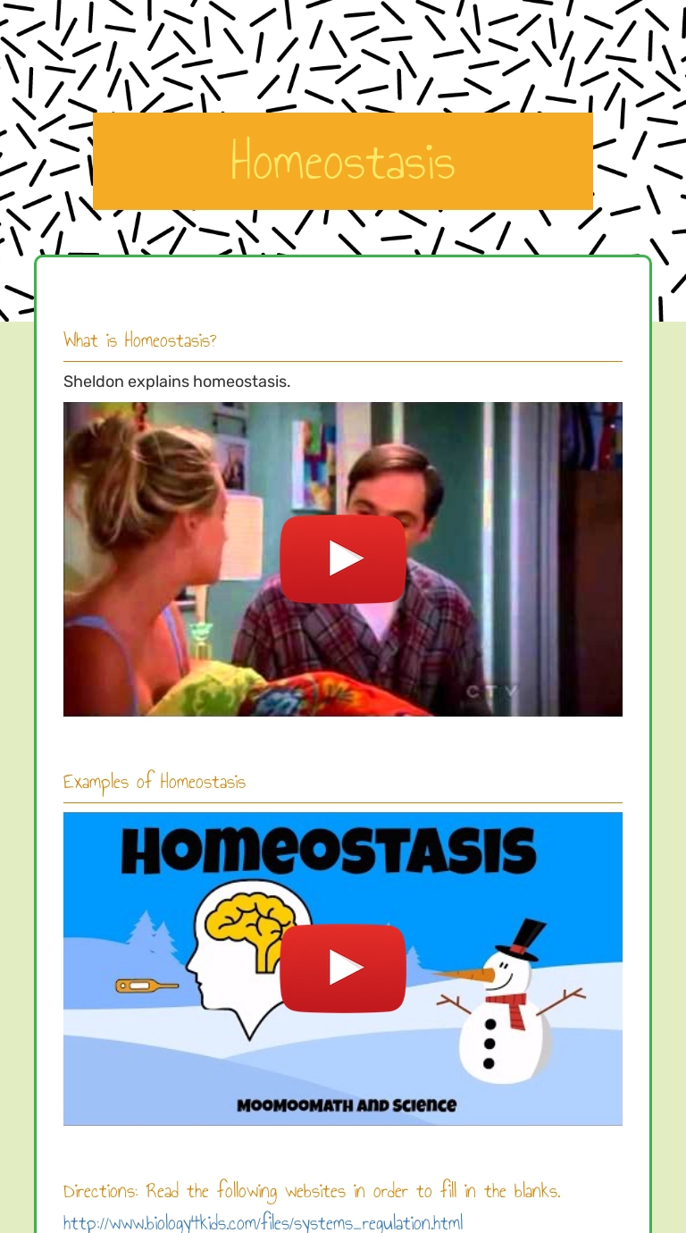 Homeostasis Interactive Worksheet By Aundrea Balestrieri Wizer me