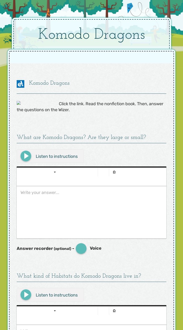Komodo Dragons worksheet preview