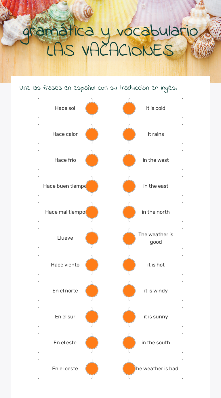 gramática y vocabulario LAS VACACIONES worksheet preview image