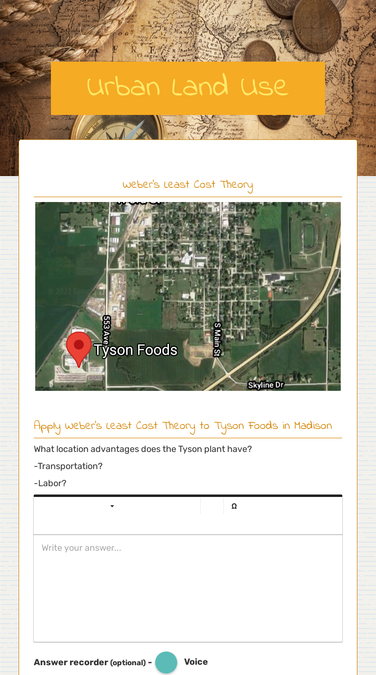 Urban Land Use worksheet preview image