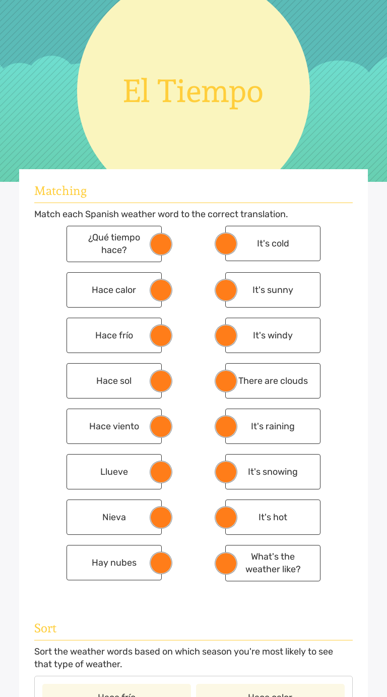 El Tiempo | Interactive Worksheet By Graciela Roberts | Wizer.me