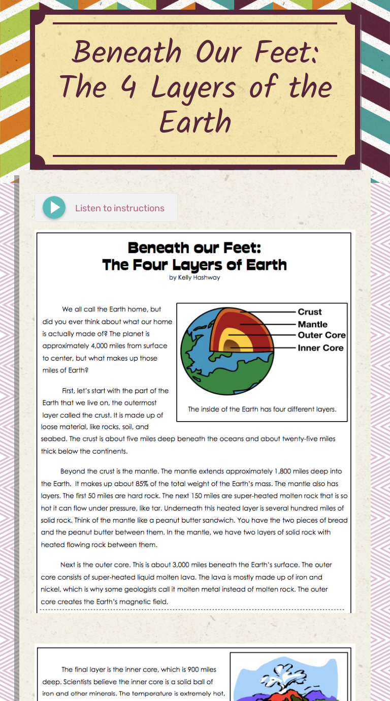 Beneath Our Feet: The 4 Layers of the Earth  Interactive Worksheet by 