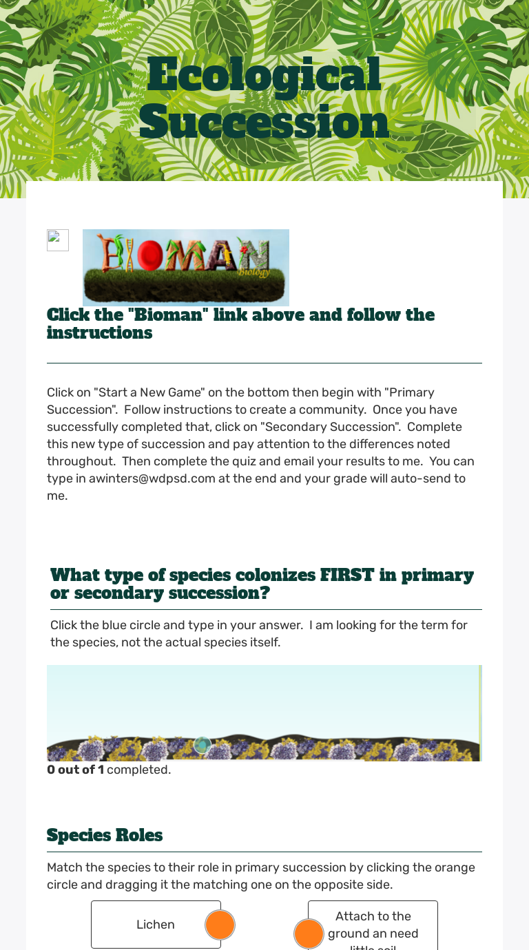 Ecological Succession | Interactive Worksheet by Alexandria Winters