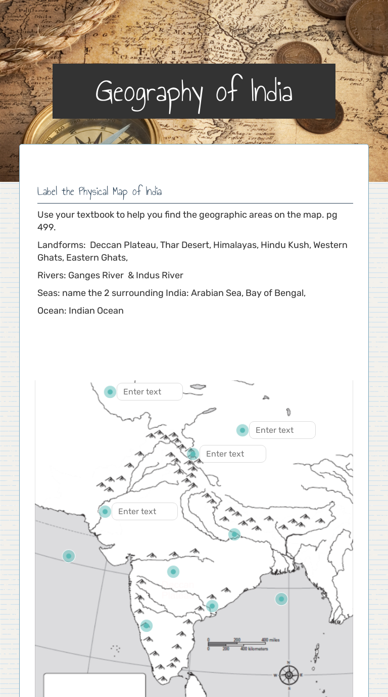 Geography of India Interactive Worksheet by Jennifer Holmes Wizer.me