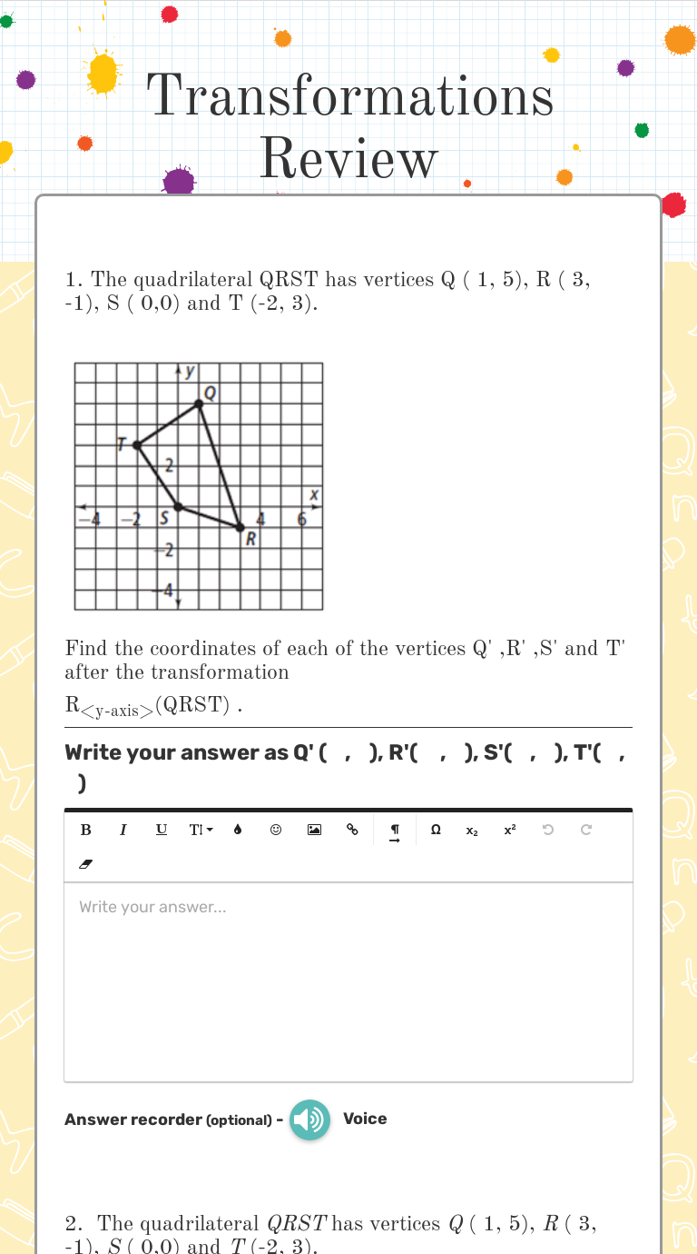 Transformations Review Interactive Worksheet By Cynthia Goforth Wizer Me