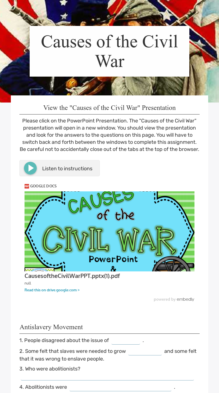 43 Causes Of The Civil War Worksheet Worksheet Database