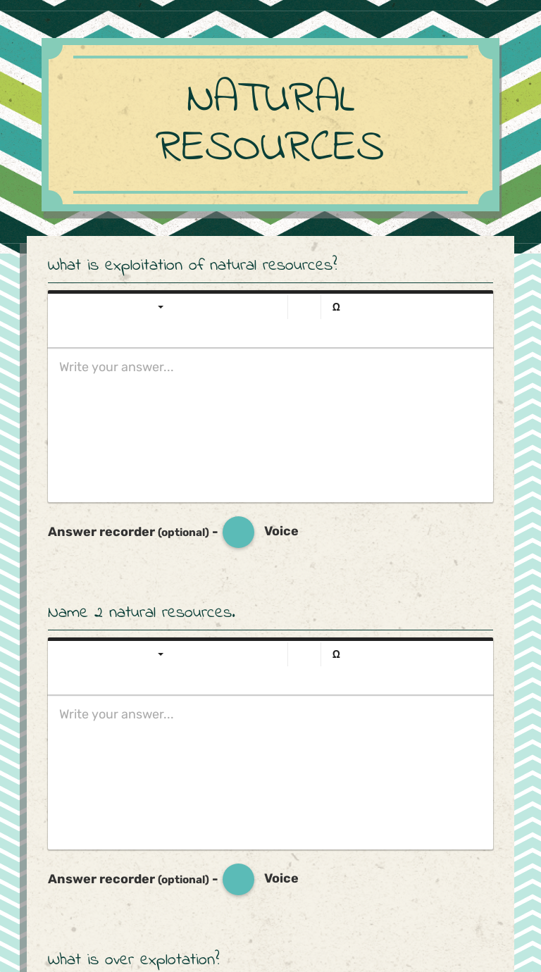 NATURAL RESOURCES worksheet preview image