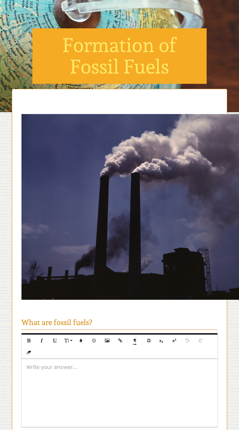Formation of Fossil Fuels | Interactive Worksheet by Denise Ridgway ...