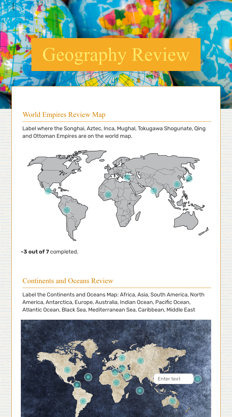 Geography Review Interactive Worksheet by Enid Moore Wizer.me