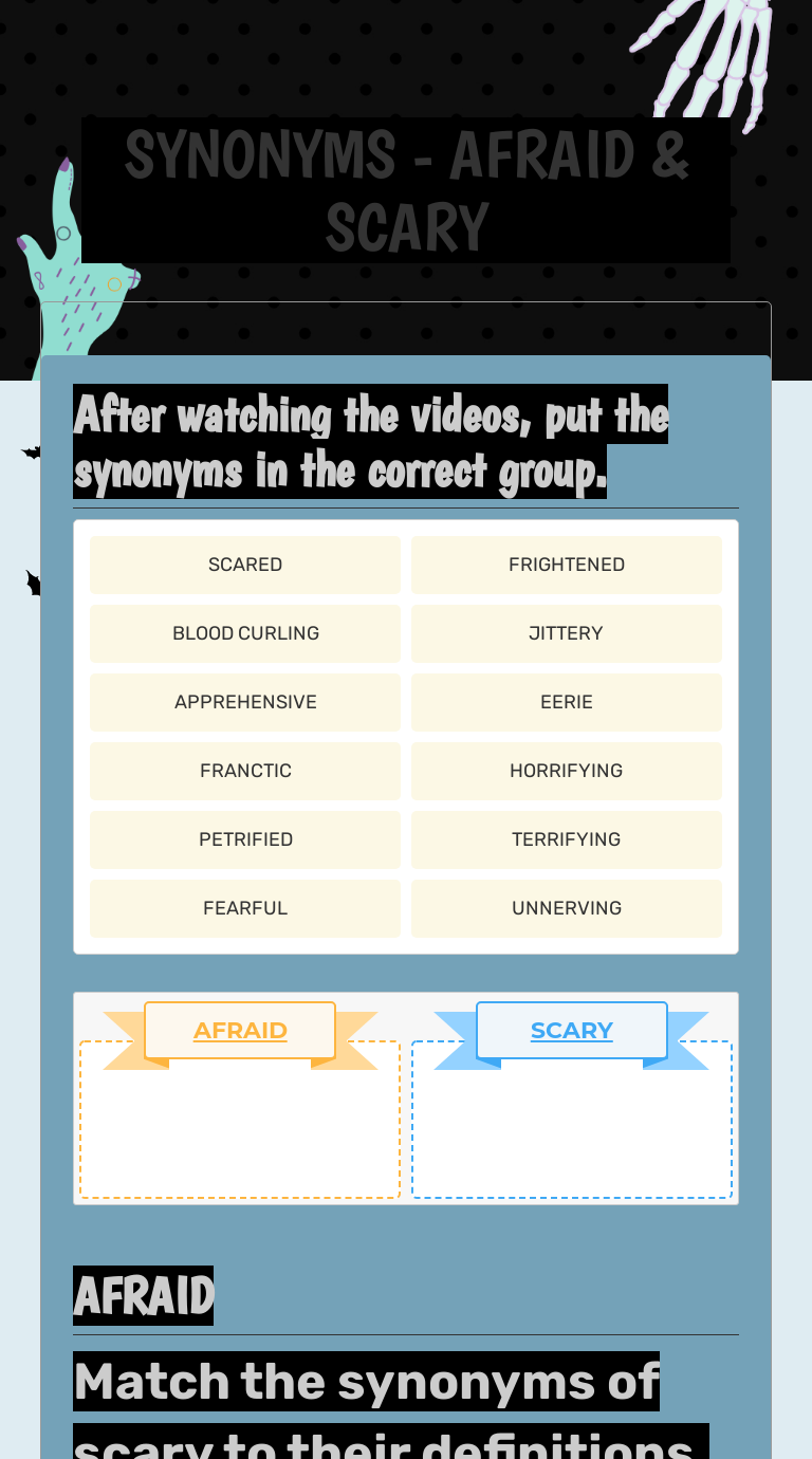 synonyms-afraid-scary-interactive-worksheet-by-carolina-d-az