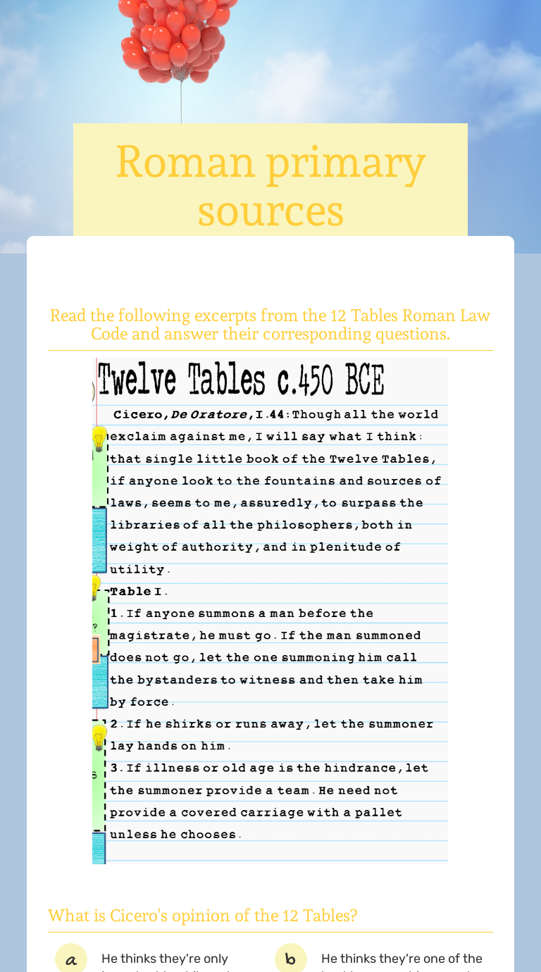 Roman primary sources Interactive Worksheet by Sonya Laws Wizer.me