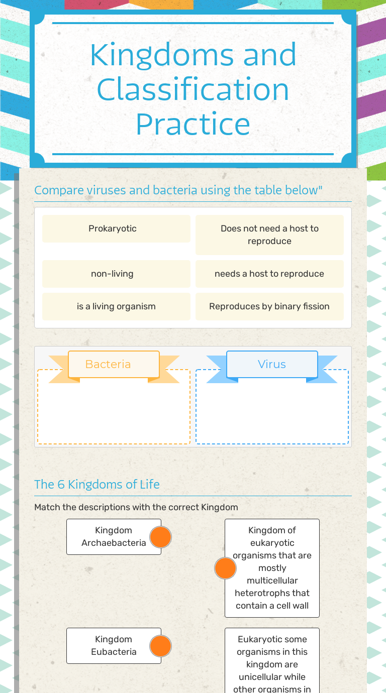 Classification And Kingdoms Worksheet - Adriansonfifth
