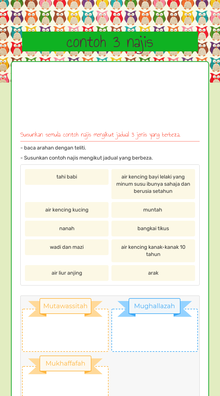 Contoh 3 Najis Interactive Worksheet By Khairun Nisak Wizer Me