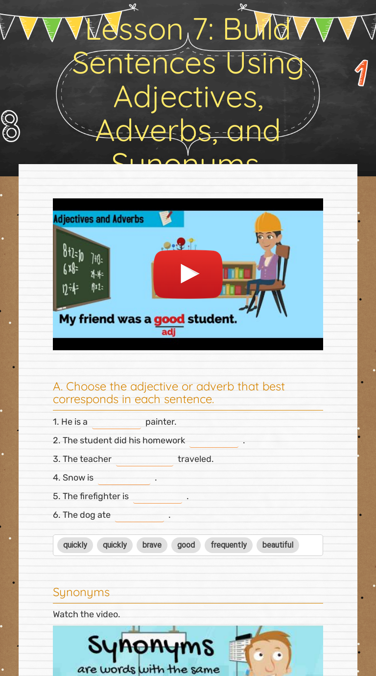 Lesson 7 Build Sentences Using Adjectives, Adverbs, and