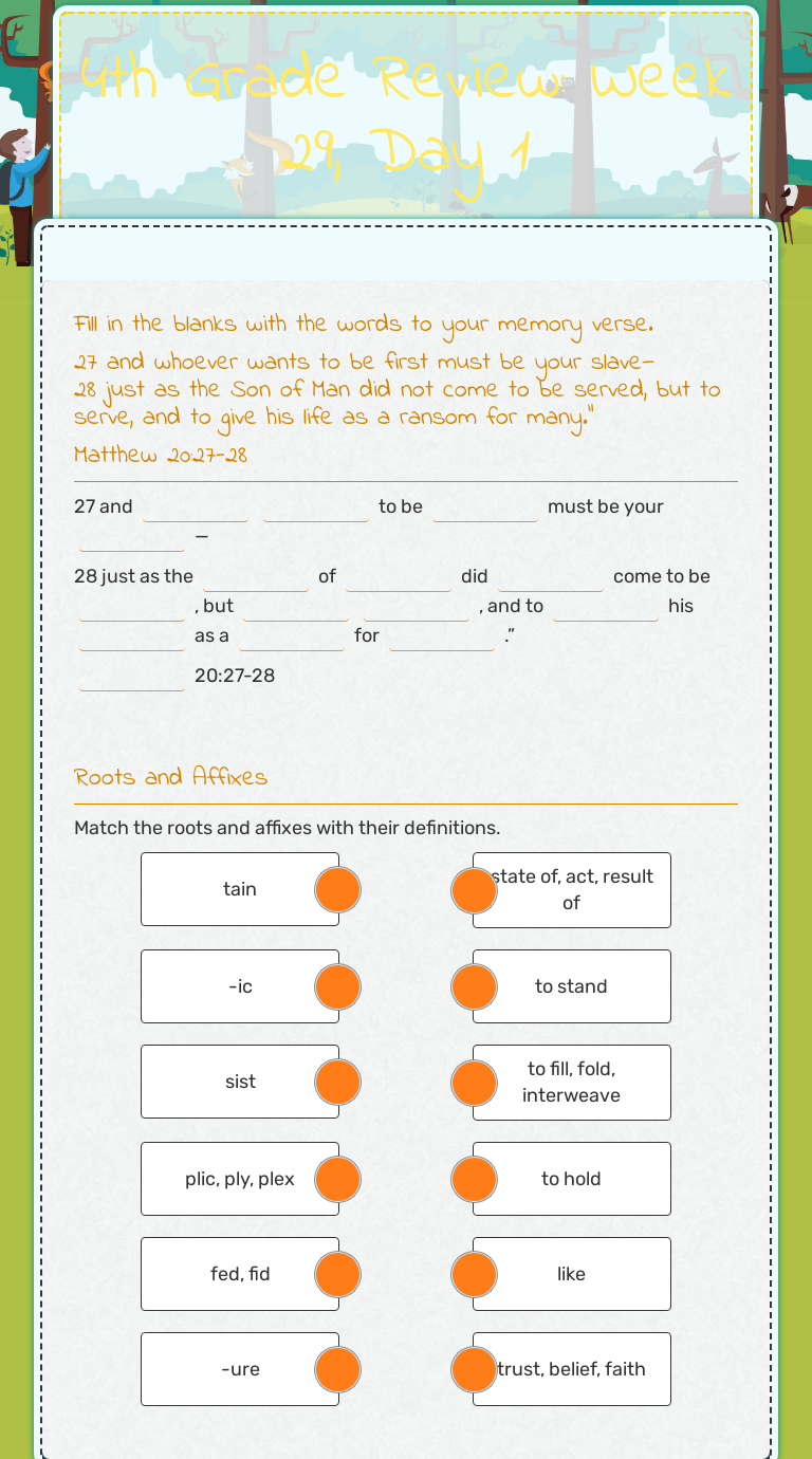 4th Grade Review: Week 29, Day 1 worksheet preview image