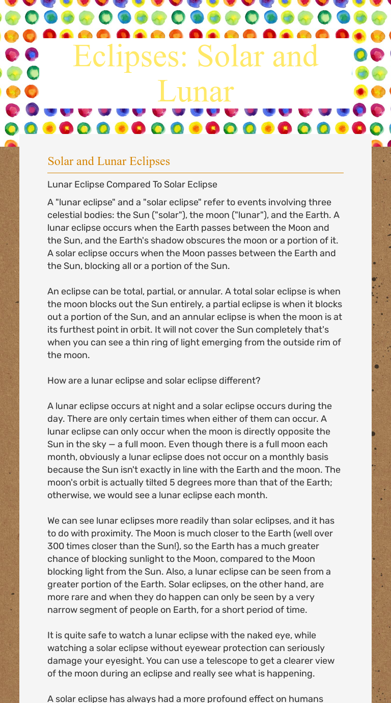 Eclipses: Solar and Lunar Grade 6 worksheet preview