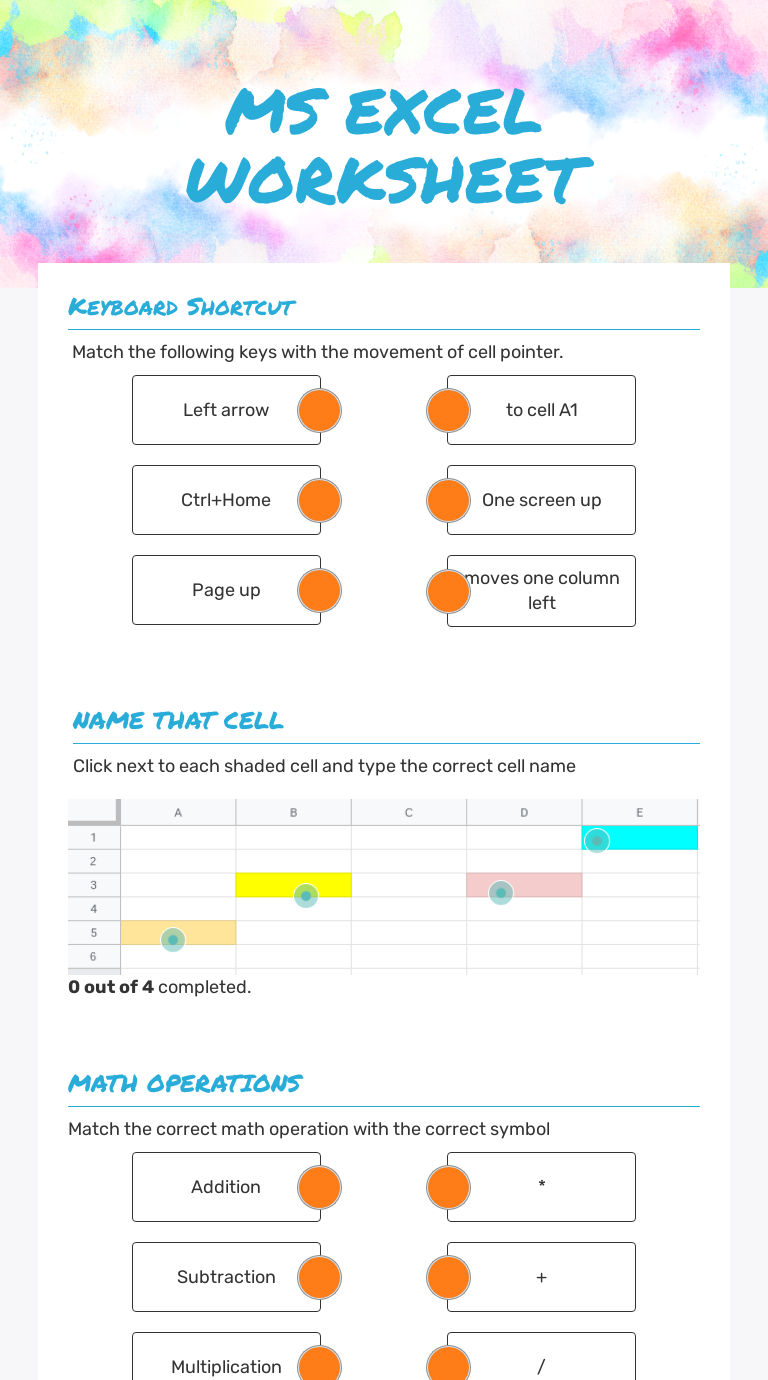 Ms Excel Worksheet Pdf