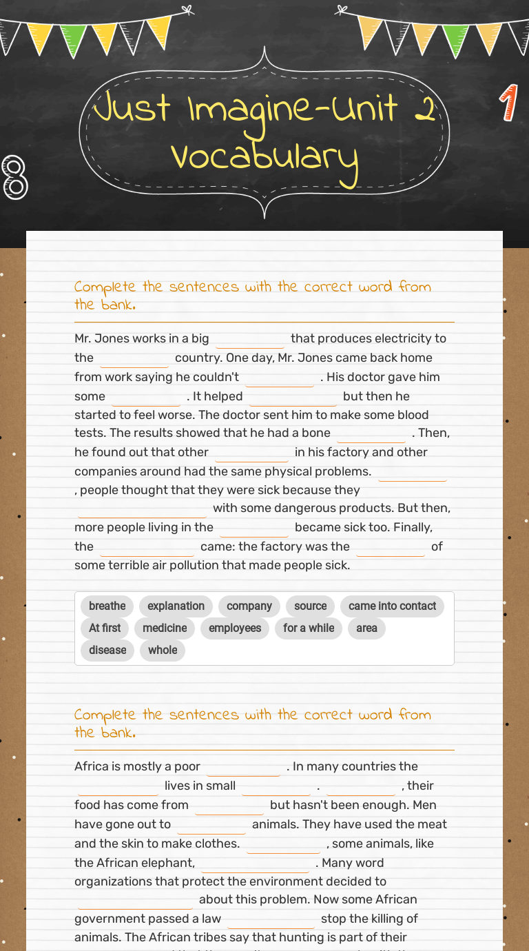 just-imagine-unit-2-vocabulary-interactive-worksheet-by-wizer-me