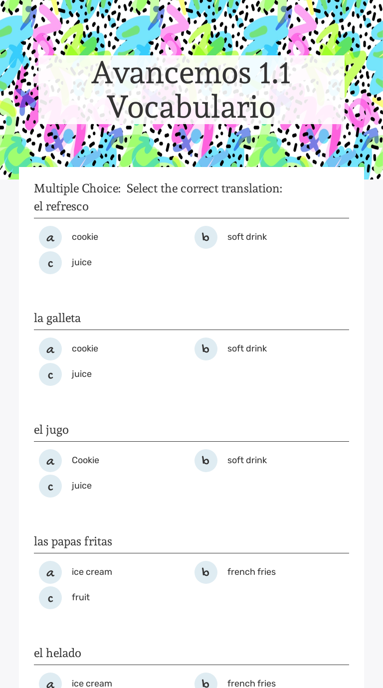 Avancemos 1.1 Vocabulario | Interactive Worksheet By Nicole Santilli ...