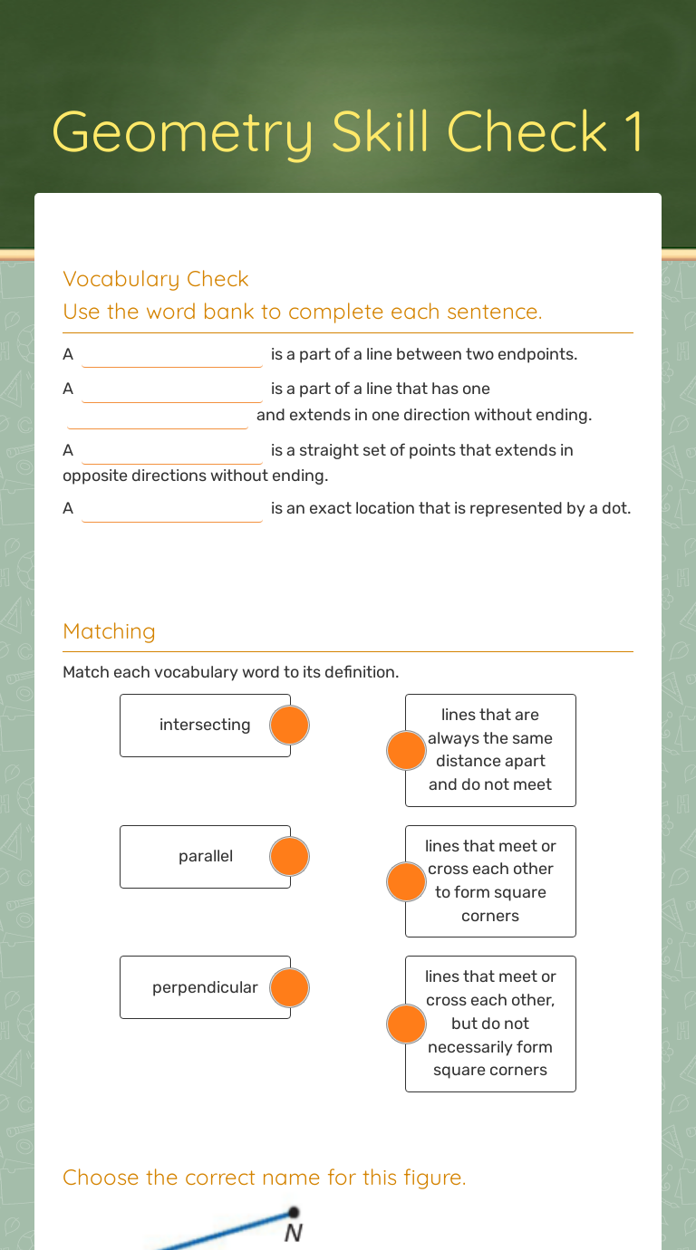 Geometry Skill Check 1 worksheet preview image