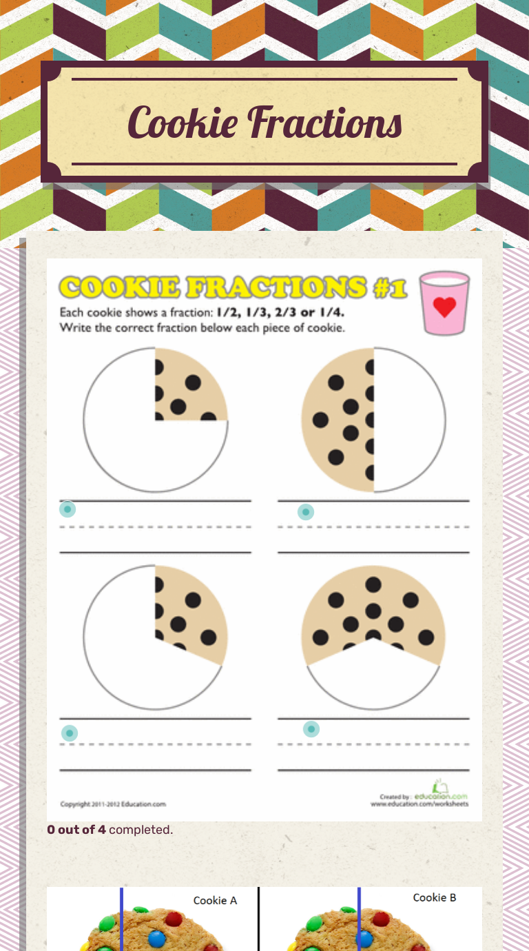 Cookie Fractions Interactive Worksheet Wizer me