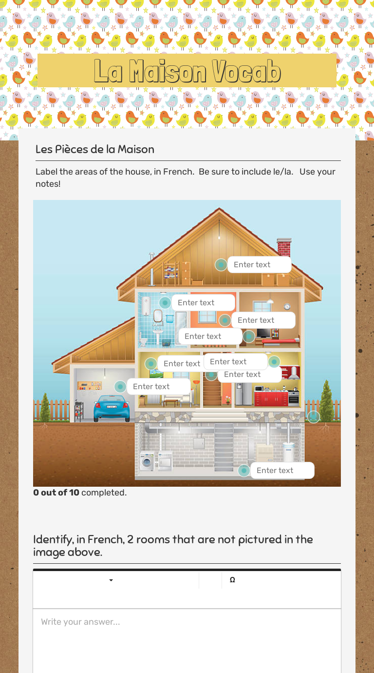 La Maison Vocab Grade 8 worksheet preview