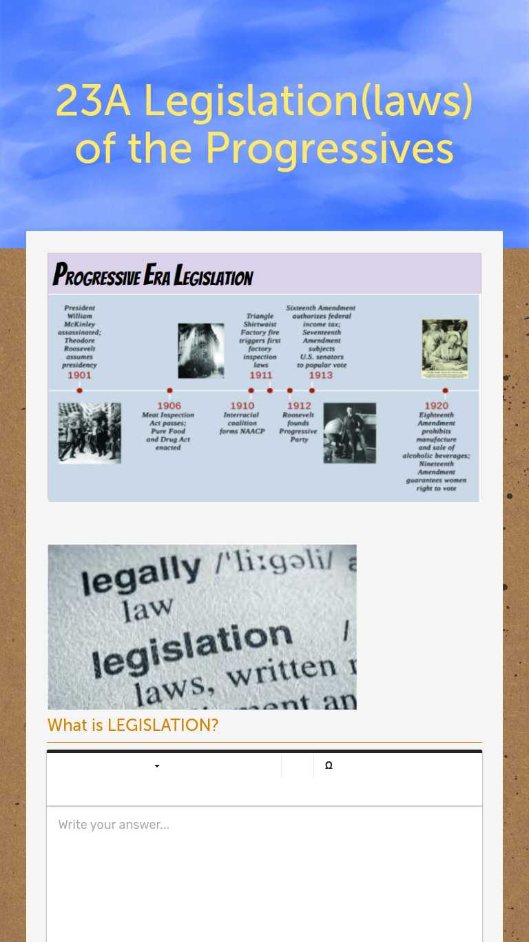 Legislation(laws) of the Progressives  Interactive Worksheet by Intended For Teddy Roosevelt Square Deal Worksheet