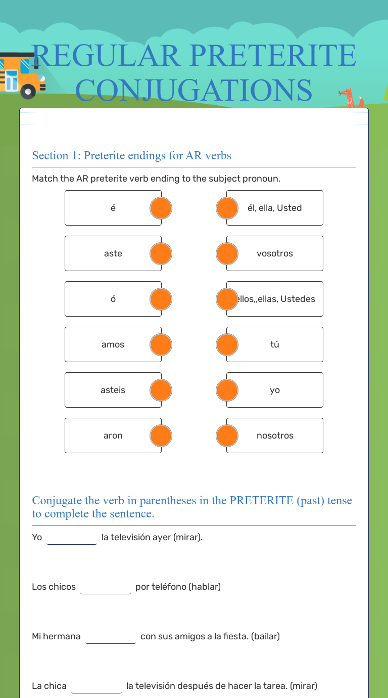 Irregular Preterite Worksheet