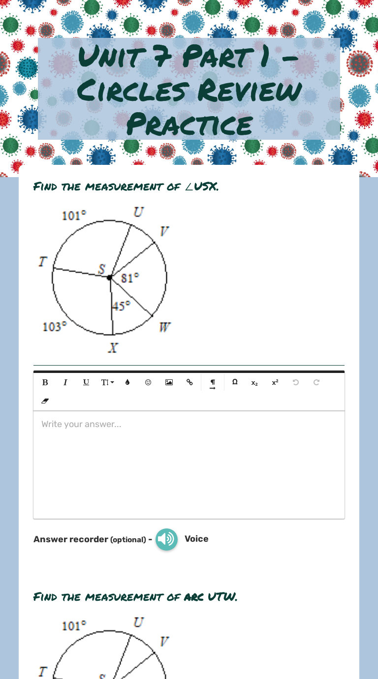 Unit 25 Part 25 - Circles Review Practice  Interactive Worksheet by Inside Unit Circle Practice Worksheet