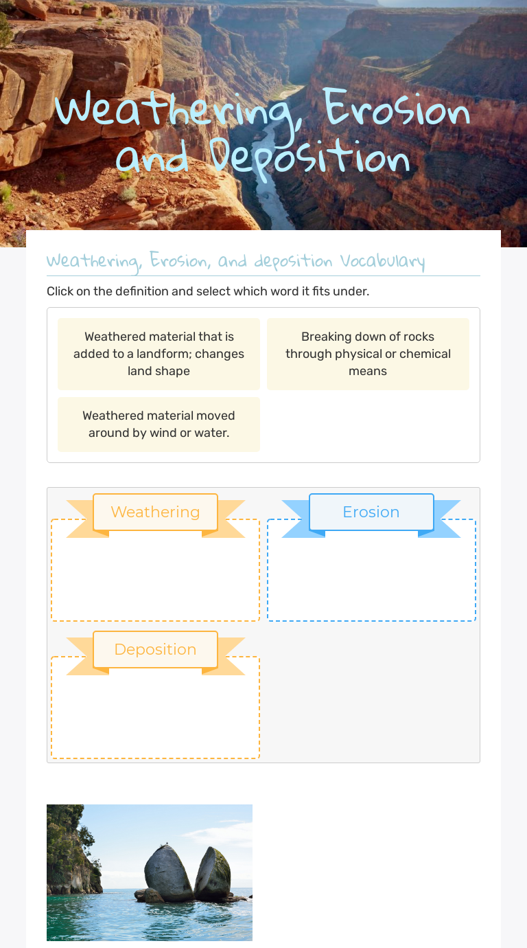 Weathering, Erosion and Deposition  Interactive Worksheet by With Regard To Weathering And Erosion Worksheet