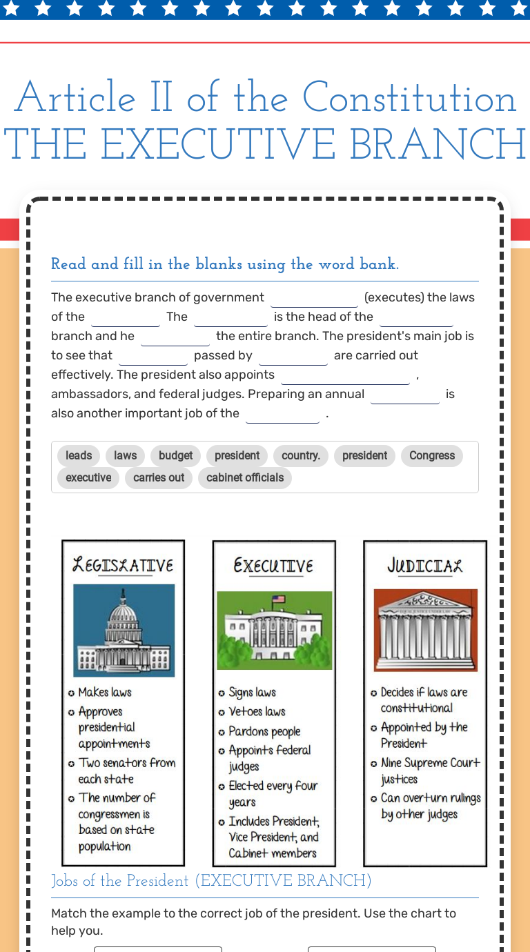 Article II Of The Constitution THE EXECUTIVE BRANCH | Interactive ...