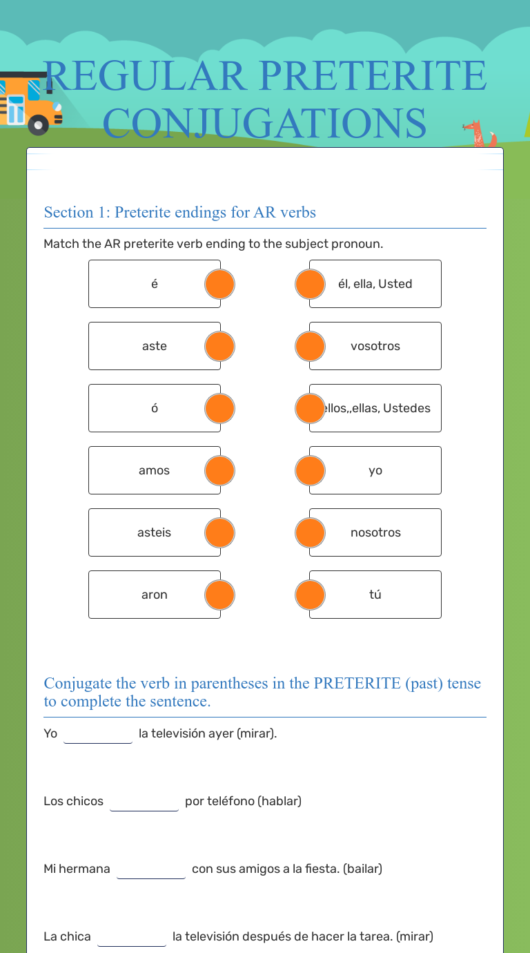 The Regular Preterite Tense Worksheet Answers