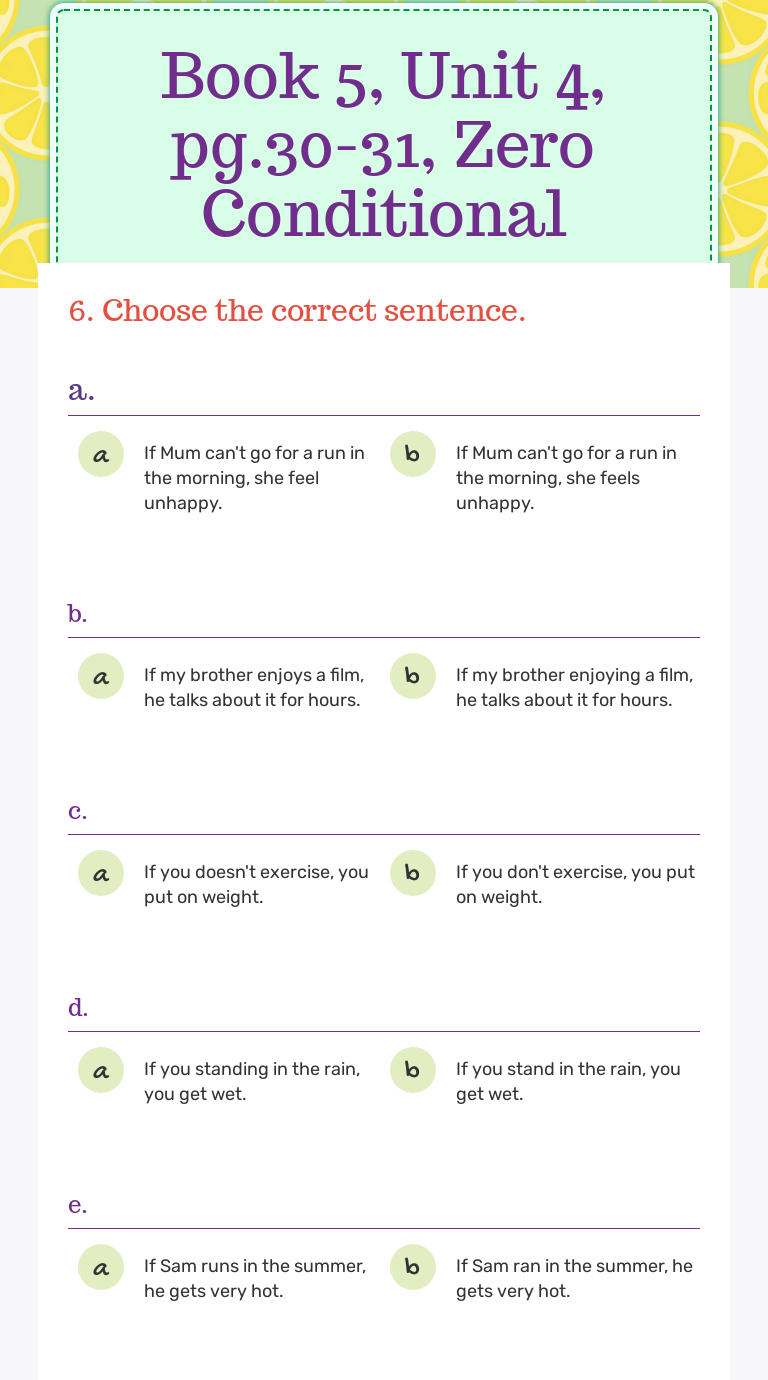 Book 5, Unit 4, pg.30-31, Zero Conditional | Interactive Worksheet by ...