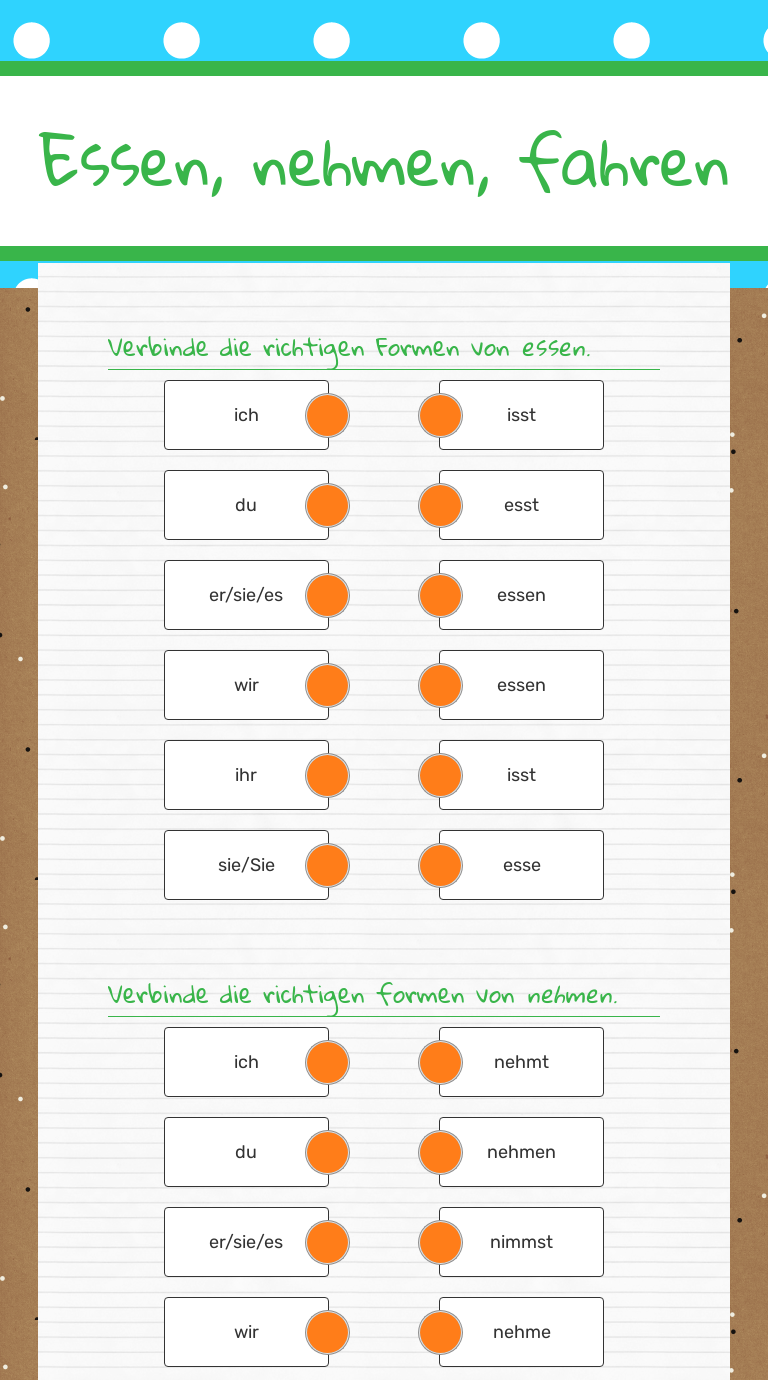 Essen, nehmen, fahren worksheet preview image