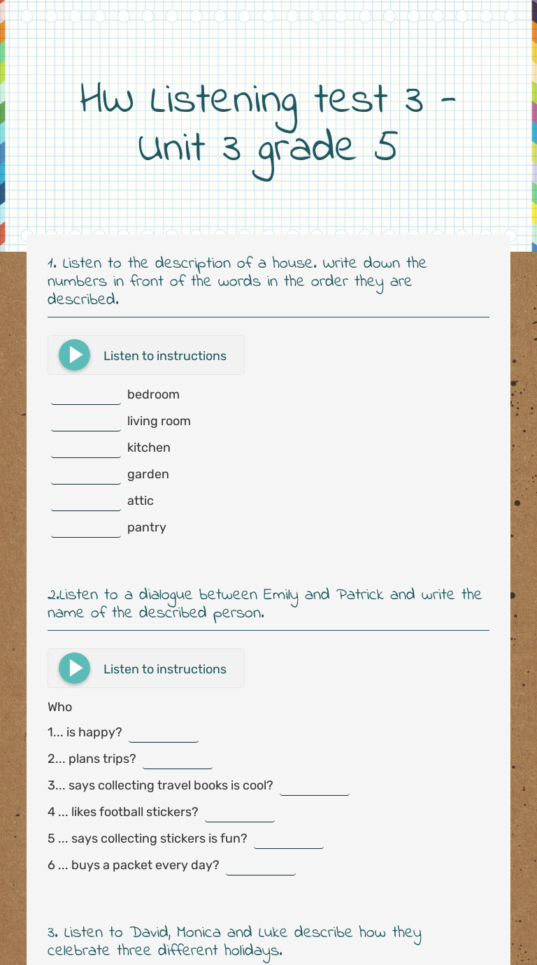 Rooms in the house interactive worksheet for grade 1